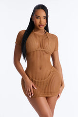 Palm Shade Stripe Cover Up - Mocha
