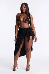 Bri Bubble Maxi Cover Up Tie Sarong - Black