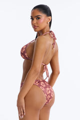 Reyna 2 Piece Floral Triangle Bikini Set - Brown/combo