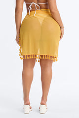 Summer Behavior Cover Up Tassel Sarong - Yellow