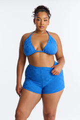 Marla Terry Cloth 2 Piece Boyshort Bikini Set - Blue