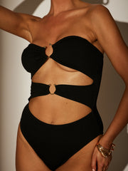 Vivacious Swimsuit in Black Crinkle