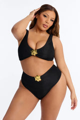 Gaia Ribbed 2 Piece Bralette Bikini Set - Black