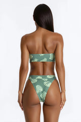Too Hot For You 2 Piece Shell Print Strapless Bikini Set - Green/combo