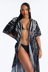 Susanna Boho Tie Dye Swim Cover Up Kaftan - Black