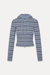Heritage Knit Zip Up Hoodie - Blueberry Stripe