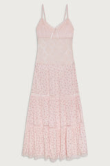 Vineyard Crochet Floral Maxi Dress - Baby Bouquet Pink