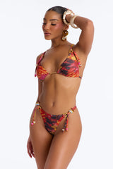 Arlette Abstract Back Tie 2 Piece Bikini - Red/combo