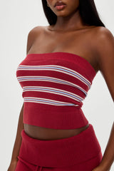 Destiny Knit Tube Top - Collegiate Stripe