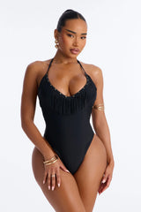 Offshore Crush 1 Piece Fringe Swimsuit - Black