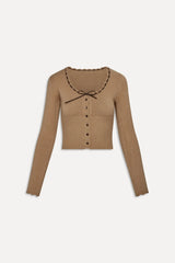 x BELLA HADID Texas Knit Cardigan - Caramel