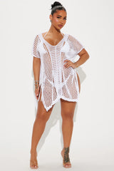 Seaside Vacation Slits Cover Up Dress - White