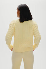 Bea Cable Knit Zip Up Sweater - Vanilla Sugar