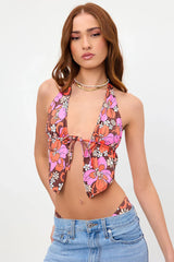 Harper Halter Floral Bikini Top - Tropics