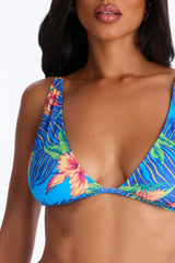 Stay Salty Floral Studded 2 Piece Bikini - Blue/combo