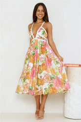 Blooming In The City Midi Dress Orange