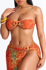 Pure Paradise Bikini And Sarong - Orange/combo