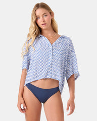 Hazy Dazy Cropped Button Up Cover Up