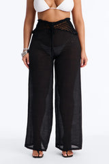 Darling Linen Swim Cover Up Pant - Black