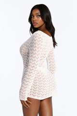 Tia Crochet Wood Beads Cover Up Dress - White