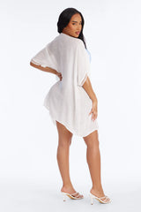Off Duty Linen Swim Cover Up Shirt - White