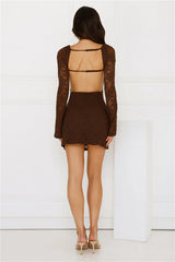 Soft Glam Season Long Sleeve Mini Dress Brown