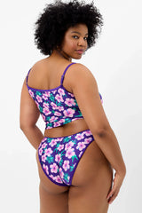 Meg Shine Tankini Bikini Top - Purple Hibiscus