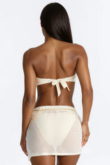 Memories To Make Crochet 3 Piece Strapless Bikini & Cover Up Mini Skirt Sunsuit - Ivory