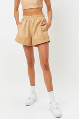 Rusty Vegan Leather Shorts - Earth