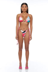 Eyes On Me Satin Kimono Bikini 4 Piece Set - Pink/combo