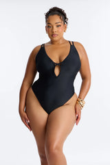 Parker 1 Piece Plunge Neck Swimsuit - Black