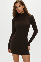 Date Night Knit Mini Dress - Chocolate Brown
