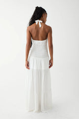 River Halter Maxi Dress - White