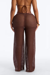 Summer Shimmer Swim Cover Up Pants - Brown