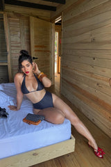 Honolulu Halter High Waist 2 Piece Bikini - Black/combo