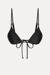 x JENNIE Elena Beaded Bikini Top - Black