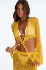 Goldie Knit 2 Piece Swim Cover Up Set - Yellow