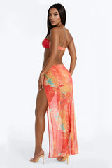 Wherever I Go Bikini And Sarong Set - Orange/combo