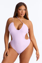 Coconut Life O-Ring Asymmetrical Side Out 1 Piece Swimsuit - Lavender