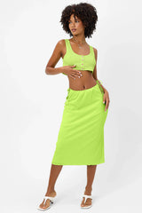 Jenny Plissé Midi Skirt - Kiwi
