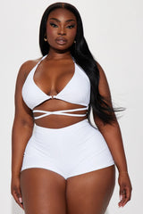 Miley Triangle 2 Piece Boyshort Bikini - White