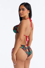 Beach Therapy Bandeau Knot Contrast 2 Piece Bikini - Green/combo