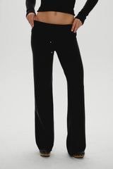 Dawson Knit Fold Over Pants - Black