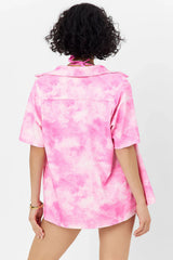 Hunter Terry Button Up Shirt - Distorted Pink Dye
