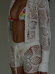 Lyla Crochet Mini Short - White