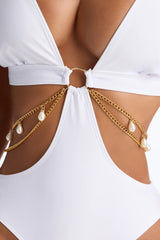 Larisa 1 Piece Cut Out Chain Swimsuit - White