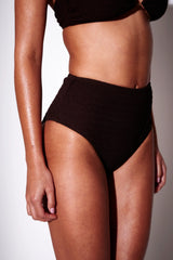 Flamenco Crinkle Bikini Bottoms in Chocolate