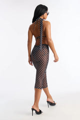 Kylie Polka Dot 4 Piece Bikini & Pants Set - Black/White