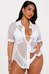 Summer Breeze Fishnet Cover Up Top - White