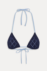 Nick Triangle Halter Bikini Top - Diamond Stitch